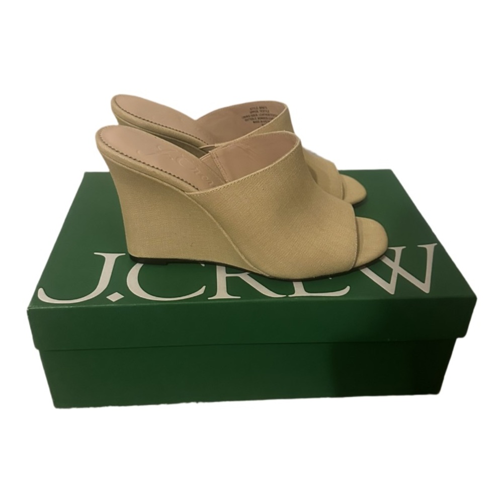 J.Crew Linen Slide Wedge New in Box Size 9